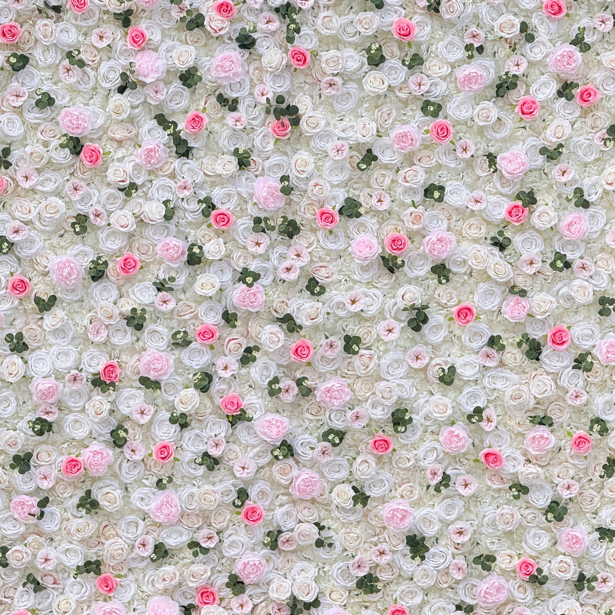 Romantic Pink And White Artificial Rose Backdrop With Eucalyptus - Perfect For Weddings And Proposals and Outdoor Events and Photography - VF - 824
