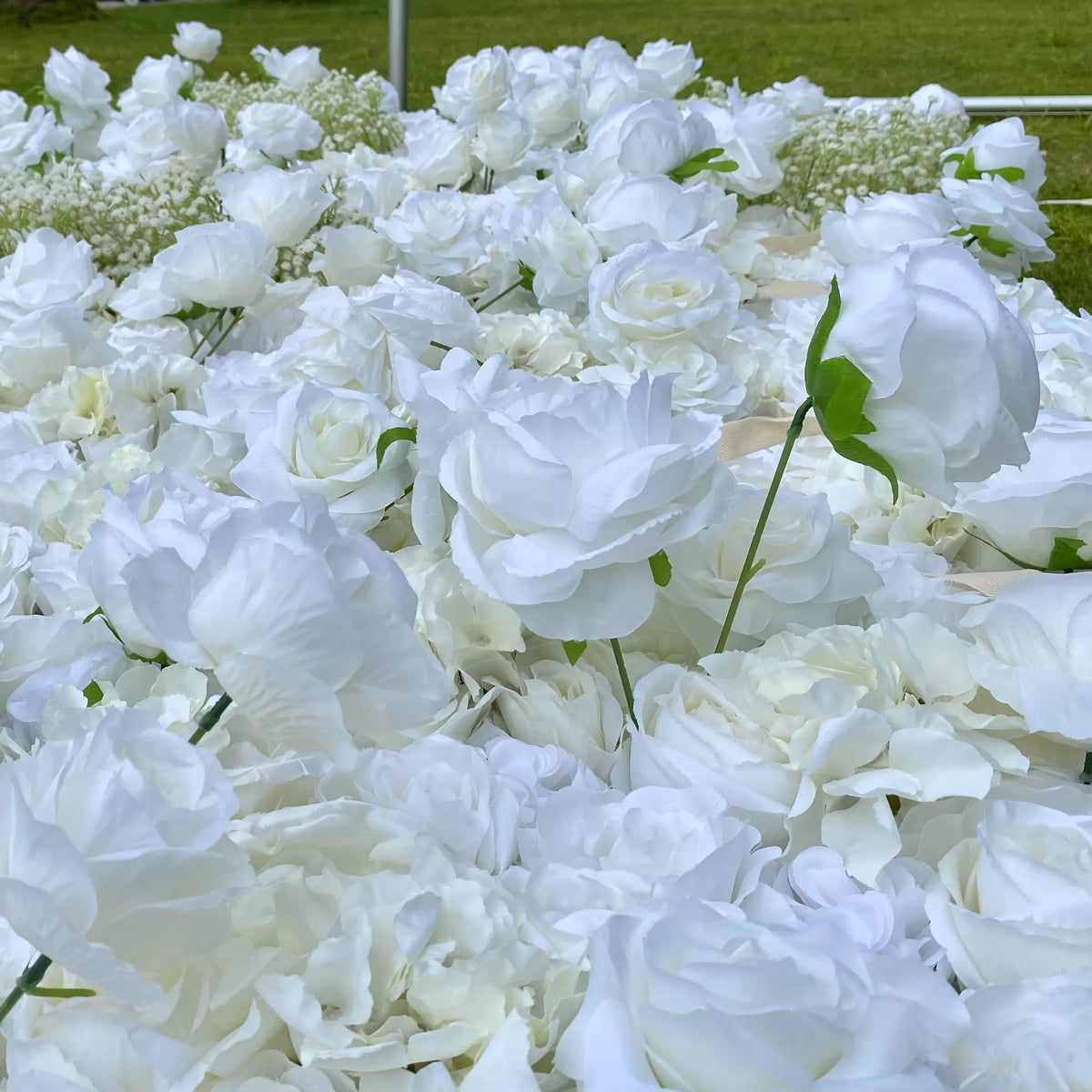 Elegant White & Green Flower Wall Backdrop - Wall - Bridal - Wedding Venues VF-340-2